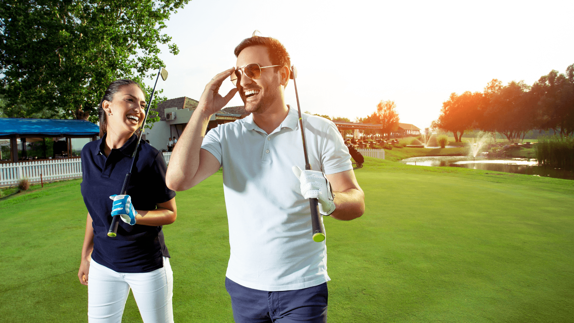 Golf course with players enjoying the game